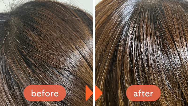 リシリアフレルの染毛効果検証髪のツヤの変化