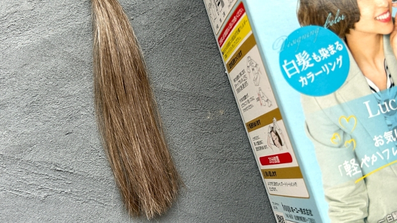 シエロ デザイニングカラー ルーセントアッシュの毛束検証画像
