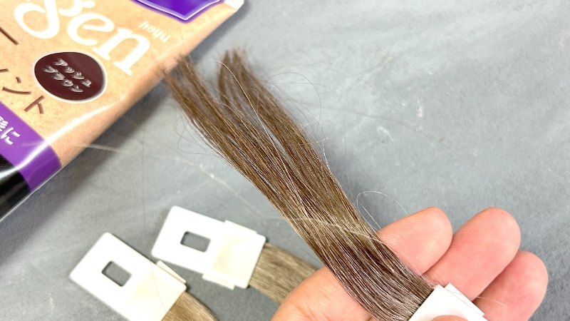 ビゲンカラートリートメントの染毛効果検証した毛束