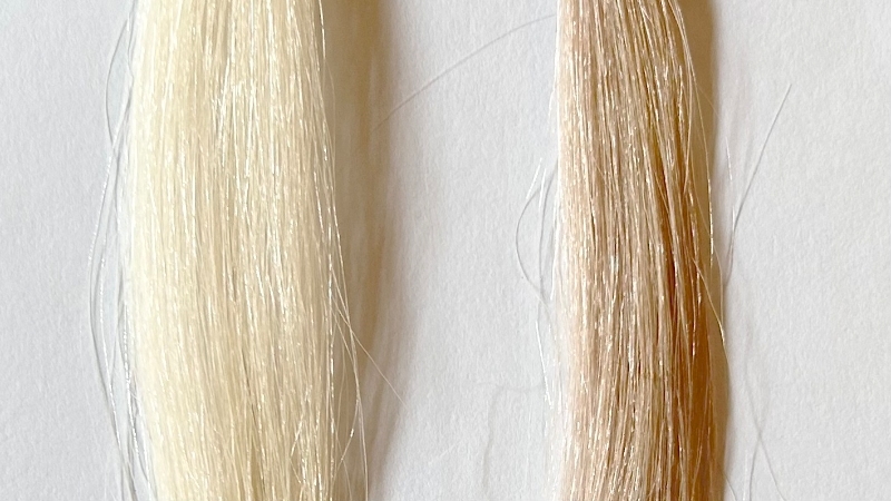 フレッシュライトプレミアムベージュの毛束比較画像